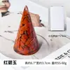 Estante de almacenamiento de anillos con forma de cono de grava de cristal natural, manualidades de cristal de resina, pirámide con forma de cono al por mayor