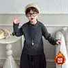 Ropa interior térmica de felpa para niños, manga larga, nuevo estilo 2026, cálida y moderna para niños pequeños, bebés, estilo coreano, ropa de invierno