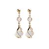 Japonês e coreano S925 Silver Pin Brincos de olho de gato Elegante Sweet Tassel Brincos longos Brincos de prata fresca feminina