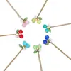 Collar Colgante de Cereza Colorido Dopamina Transfronterizo Cadena Dorada Multicolor Dulce Retro Cadena para Suéter Accesorios Venta al por Mayor