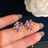 Brilhantes e deslumbrantes! Brincos de tarraxa oval em zircônia cúbica banhados a ouro 18K real Brincos retrô franceses Brincos de design nichado