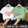 Camiseta de Manga Corta de Verano para Niños y Niñas Mayores Algodón Puro 2025 Nueva Ropa Familiar Estilo Dibujos Animados Camisa Top Holgado