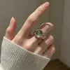 Anillo Fantasma Verde Retro Estilo Coreano Venta Directa de Fábrica Diseño de Nicho Textura Simple Estilo Coreano Anillo para Mujer Fuente de Suministro