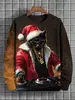 Suéter Masculino Outono e Inverno Transfronteiriço Gola Redonda Moda Novo Pulôver Estampado de Gato Digital 3D Jaqueta Casual Masculina