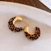 Pendientes de Felpa Retro con Estampado de Leopardo en Forma de C para Otoño e Invierno, Pendientes de Lujo Ligero de Gama Alta, Pendientes de Moda y Estilo para Mujer