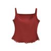 Estilo Americano Verano Nuevo Spice Girl Encaje de Pestañas Costuras Mini Camisola Ropa Exterior Interior Ajustado Top Corto