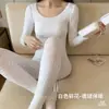 Pijama de cachorro dálmata fofo de desenho animado para outono e inverno para mulheres, top térmico de fleece com gola redonda e bordado, conjunto de duas peças para casa
