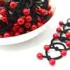 Elástico de Cabelo Infantil Estilo Coreano com Contas Vermelho Cereja para Bebês Que Não Machuca o Cabelo Conjunto de Couro Pequeno Fresco Elástico de Cabelo Faixa de Cabeça