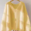 Suéter de malha macia com gola azul Mela, novo para outono e início do inverno, top estilo preguiçoso feminino