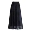 Falda midi plisada taiwanesa con una textura distintiva, nuevo estilo otoño/invierno 2026, con efecto de caída, elegancia veraniega, longitud media