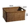 Mesa de Té Cesta de Bocadillos Mesita de Noche Caja de Almacenamiento Cesta con Cajón Cesta de Almacenamiento para Artículos de Baño Marco de Ratán de Plástico