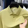[Acetato y Seda de Morera y Lino] Camisa Polo de Lujo Transfronteriza 7A para Hombre con Cuello, Camiseta de Manga Corta para Hombre