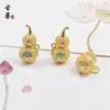 Colgante Antiguo de Calabaza Hueca Esmaltada en Oro Flor de Loto Colgante de Calabaza de la Suerte Accesorio Colgante para Pulsera Collar DIY