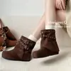 Botas de Cano Curto Matte Retrô para Mulheres 2026 Novas Botas Chelsea Populares Botas Martin com Solado Grosso e Bico Redondo