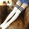 Calcetines Sexy de Tubo Largo hasta la Rodilla para Estudiante, Estilo Verano, Estilo Preppy, Blancos Delgados hasta el Muslo, Jk de Caña Alta con Tres Rayas