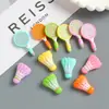 Raquete de badminton em miniatura brilhante acessórios de resina DIY feitos à mão gel creme chaveiro de geladeira acessórios de cabelo