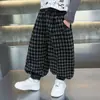 Roupas de Outono para Crianças Calça Scimitar Jacquard Xadrez Outono 2026 Novo Estilo Coreano Bebê Legal Celebridade da Internet Moda Casual