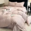 Estilo Lujo Ligero Juego de Cama de Cuatro Piezas de Algodón Puro Todo Algodón Sencillo Tacto de Alta Gama Cuatro Estaciones Funda de Edredón Suave Textiles para el Hogar Ropa de Cama Estilo Sábana Ajustable