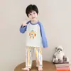 Pijama Infantil para Meninos, Algodão Primavera e Outono 2026 Novo Estilo, Desenho Egg Boy Manga Longa Calça Longa Conjunto para Casa