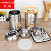 Olla de Acero Inoxidable Engrosada Anti-desbordamiento Olla de Aislamiento al Vacío Lonchera Lonchera Cubeta de Aislamiento Cubeta para Arroz
