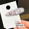 Pinza de Pato con Pedrería y Perlas de Lujo Ligero para Mujer, Pasador de Pedrería Estilo Coreano, Pinza para Flequillo, Accesorio para el Cabello, Pinza con Borde Ovalado, Pasador