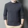 Suéter 100% Lã Pura Chunzhu Shijia para Homens, Gola Redonda, Espessado, Tricô Quente, Manga Longa, para Outono e Inverno, para o Pai