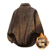 Nueva Chaqueta de Cuero Terciopelo Plus Otoño Invierno Estilo Ropa de Trabajo Chaqueta de Cuero con Solapa Retro Americana Ropa Exterior de Cuero PU Estilo Coreano Moderna