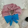 Versión Coreana del Nuevo Scrunchie Rayado Relleno de Algodón con Lazo Tridimensional Versátil Juguetón Lindo Diadema de Alta Elasticidad Accesorio para el Cabello