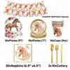 En Stock Artículos para Fiesta de Cumpleaños Temática de Ponis Vajilla Desechable Platos de Papel Vasos de Papel Banderines Globos Decoraciones para Eventos