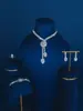 Juego de Collar y Pendientes para Mujer Europeo y Americano Transfronterizo Nueva Moda Creativa Boda Circonita Ojo de Caballo Juego de Joyería Nupcial Boda