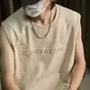 Novedades de Verano en Stock para Adolescentes, Chalecos y Camisetas sin Mangas y de Manga Corta de Moda Versátiles y Simples Estilo Hong Kong en Negro