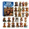 Calendario de Adviento Navideño Serie Vaca de las Tierras Altas 2026 Decoración de Árbol de Navidad Colgante Acrílico Caja Sorpresa