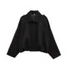 Chaqueta de Aviador Estilo Europeo y Americano para Primavera y Otoño 2025 con Mangas Murciélago, Cierre de Cremallera, Corte Holgado, Textura de Gamuza, Top Casual para Mujer B6