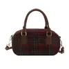 Bolsa Transversal de Ombro Feminina Nova Estilosa Design Simples Lã Xadrez Grande Capacidade Estilo Coreano Outono Inverno 2025 para Mulheres