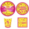 Mm336 Rojo y Amarillo Béisbol de Mesa Fiesta para 8 Personas Cuatro Piezas Decoración de Bate de Béisbol Plato de Papel Servilleta de Papel Vaso de Papel Combinación