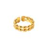 Anillo de Acero Inoxidable con Oro de 18K Doble Capa Ovalado con Abertura de Frijol Acero de Titanio Anillo de Moda Empaquetado Individualmente Estilo Pareja