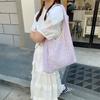 3682 Nuevo Bolso de Hombro de Lona con Cuadros Huecos de Gran Capacidad para Mujer, Mochila Escolar Fina para Estudiantes, Estilo Fresco, Estilo Universitario