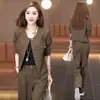 Elegante y juvenil traje de moda para mujer, nuevo estilo primavera y otoño 2026, conjunto de dos piezas con chaqueta y pantalón de pierna ancha