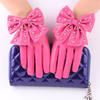 Guantes de piel de moda para mujer, nuevos, para conducir, pasarela, lindos, con remaches, lazo de color, cálidos, para baile, discoteca
