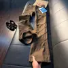 Jeans Retro Americanos con Aleta de Tiburón y Microbota Hombres Otoño Pantalones Marrón Merade Ropa de Trabajo Leñador Pantalones de Pierna Recta