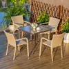 Mesas e Cadeiras de Exterior para Refeições, Loja de Chá com Leite, Pátio Externo, Cadeiras de Rattan para Lazer ao Ar Livre, Mesa e Cadeiras de Café Comerciais para Exterior