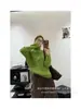 Novo suéter com zíper e gola alta para mulheres, outono e inverno, pulôver de malha canelada com caimento solto, cor sólida, top de estilo casual