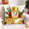 Fundas de almohada doradas y cálidas con temática navideña para hoteles, casas de huéspedes y decoración del hogar; fundas de cojín para dormitorio; fundas para asientos de interior de coche