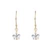 Pendientes de mariposa con cuentas de cristal azul degradado para mujer, nuevos pendientes largos de nicho de lujo ligeros de alta gama chinos, pendientes antiguos