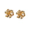 Pendientes de Perla Estilo Francés Distintivos de Moda Aleación Perla Incrustada Pendientes Retro Geométricos Estilo Fragante Pendientes de Circonita