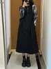 Vestido tipo chaleco funcional de trabajo color gris estilo americano para mujer, con un elegante diseño de cremallera, vestido de tirantes adelgazante talla grande para mujeres de talla grande
