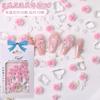 Joias para unhas rosa rosa material bolsa três-dimensional popular rosa japonesa transparente pilha unha diamante pequenos acessórios