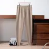 Calças 100% caxemira pura para homens, leggings de caxemira quentes, novas calças jogger elásticas de outono e inverno