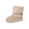 Zapatos cálidos de algodón con suela gruesa 2026 invierno talla grande comercio exterior forrados de felpa engrosados slip-on gamuza botas de nieve para mujer