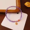 Pulsera de Amatista Natural Anillo Corredizo de Jade Azul Agua Cera de Abeja Diseño de Cuentas de Cristal de Fresa Cuentas de Cristal al por Mayor